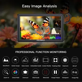 FEELWORLD S55 Camera DSLR Field Monitor 6" FHD IPS, Support 4K UHD/4096X2160p, Focus Peaking, Factory Wholesale detail image