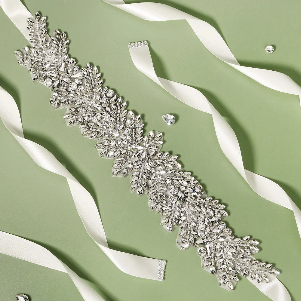 sparkly belts for bridesmaid dresses S1006 Rhinestones Beads Pearls Organza Bridal Sash Belt - Wholesale main image 1