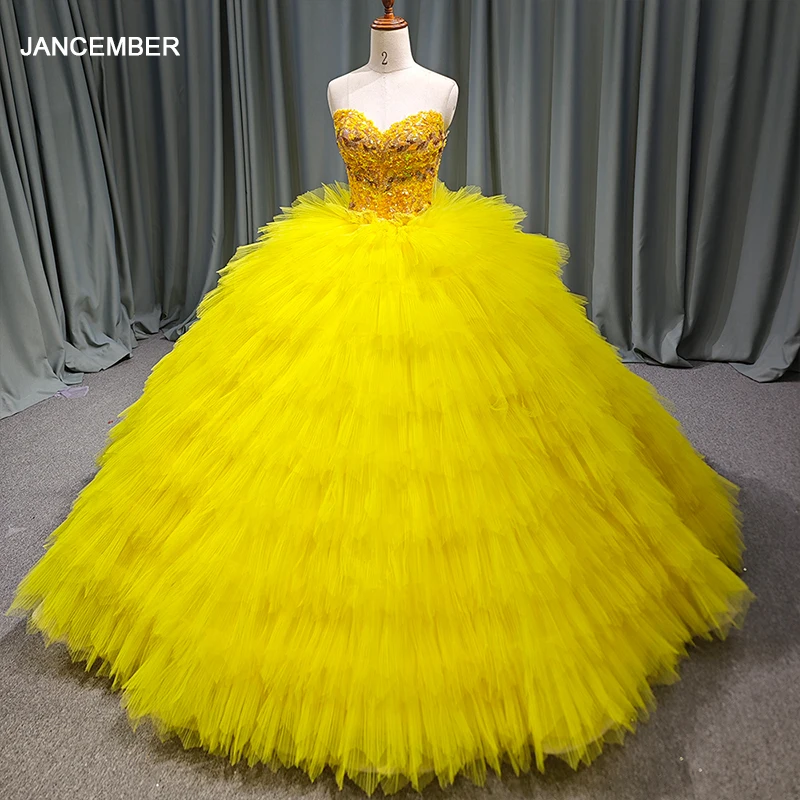 Yellow Ball Gown Quinceanera Dresses for 15 Years Lace Court Train Princess Birthday Party Gown 6543 Yellow Ball Gown Quinceanera Dresses for 15 Years Lace Court Train Princess Birthday Party Gown 6543