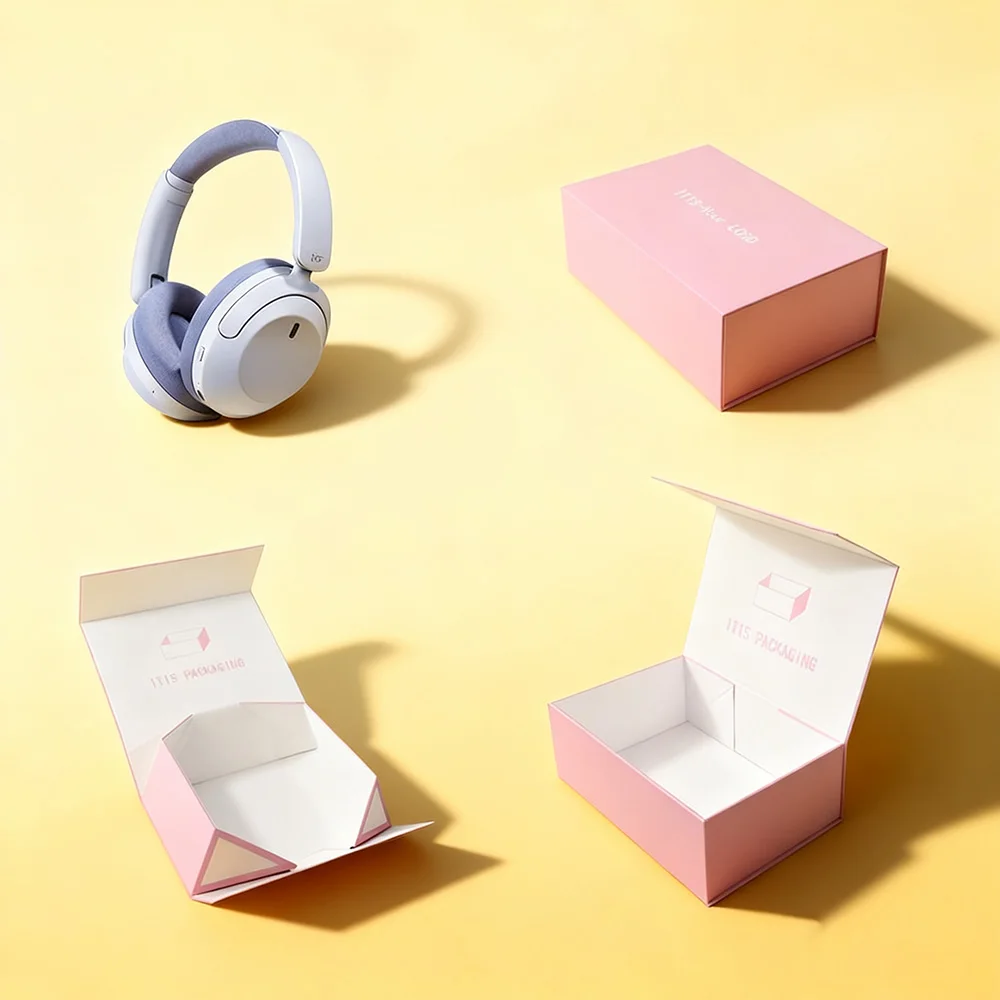 Премиальная упаковка для наушников | Подарочная коробка с магнитным замком | Матовая ламинация с тиснением