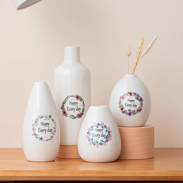 Nordic white vases in modern ceramic flower containers for home decoration