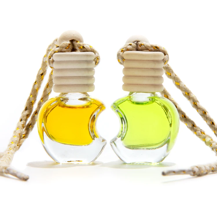 Diffuseur De Parfum Voiture En Verre – Lot De 8 Flacons 8 Ml Vides – Diffuseurs Suspendus D'Aromathérapie Avec Bouchon Bois Naturel