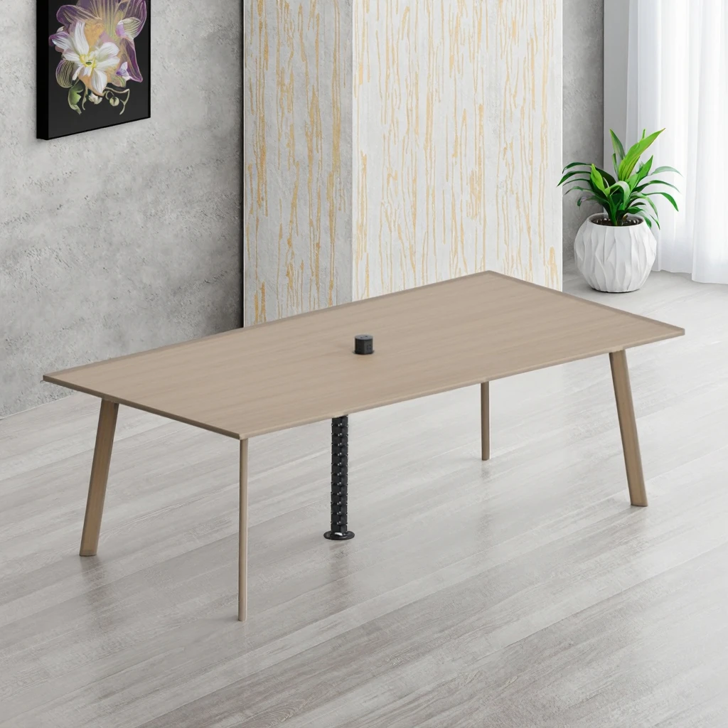 Contemporary Wood Foldable Convertible Conference Table with Clamp-Finished Legs for Office Meeting Rooms 2