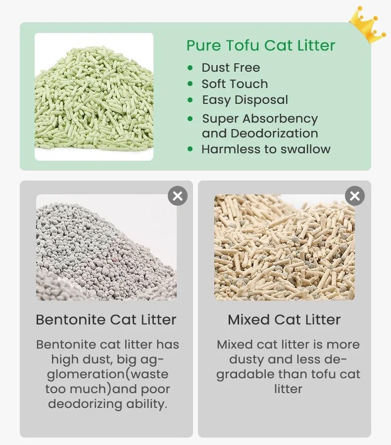 Natural Original Tofu Cat Litter Dustproof Waterproof Fast Condensation Flushable To Clean Cat