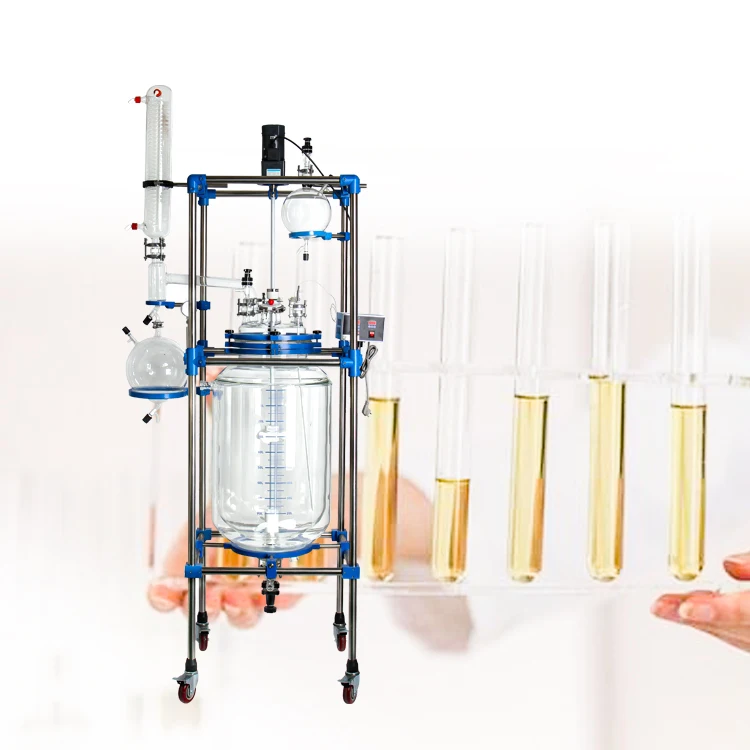 TOPTION Factory Direct Sales 1L 2L 3L 5L 10L 20L 50L 100L 200L 250L Chemical Jacketed Glass Reactor with Best Price