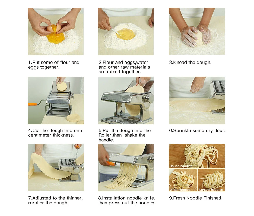 Professional Homemade Spaghetti Fettuccini Stainless Steel Manual Pasta Maker Machine With