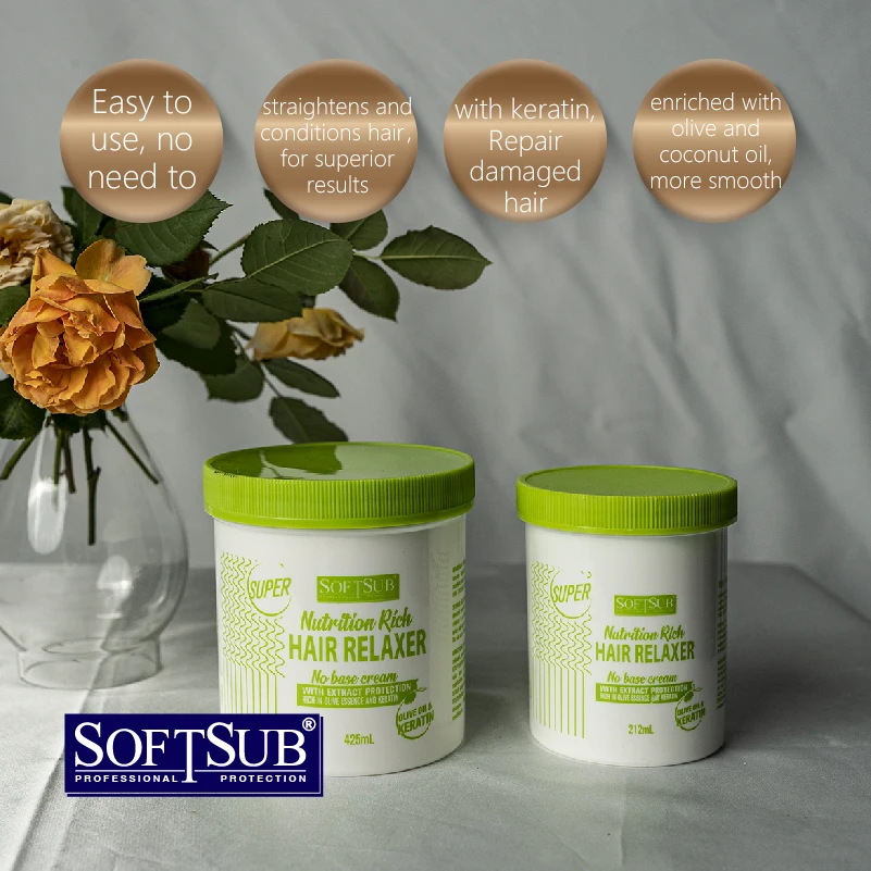 SOFTSUB Nutrition Rich NO Base 425ml Hair Relaxer for Black Women Good Quality Hair Relaxer Cream