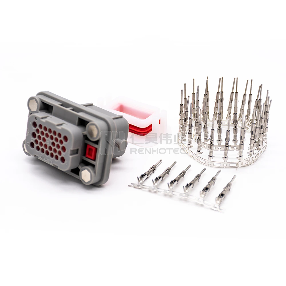 32 Pin HV Signal Communication Automotive Connector Waterproof Rectangular Plug and Socket Rubber Wire Seal