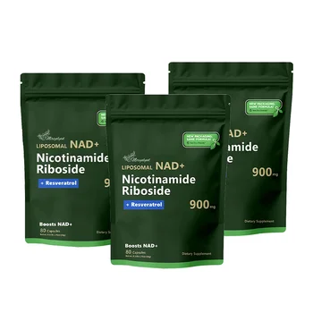 High Output NAD+ Supplement 900MG - Nicotinamide Riboside, Liposomal Resveratrol, Quercetin - 80 Capsules - Bag Pack