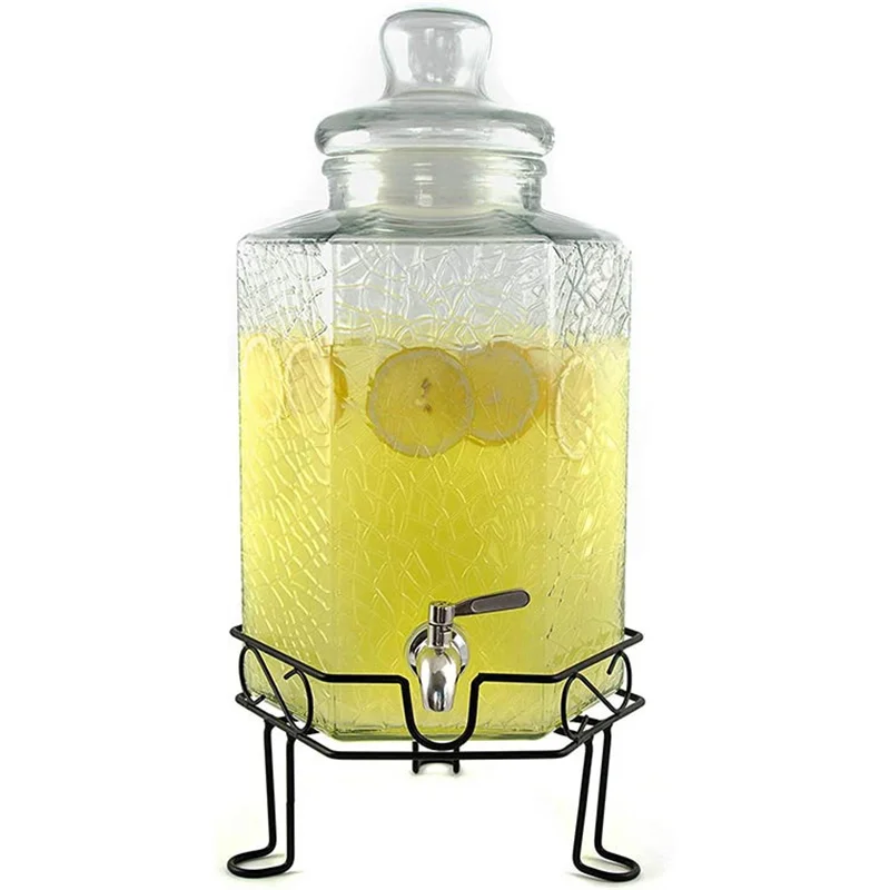 4 Liter Glass Mason Jar Beverage Dispenser Jar With Tap And Rack Buy