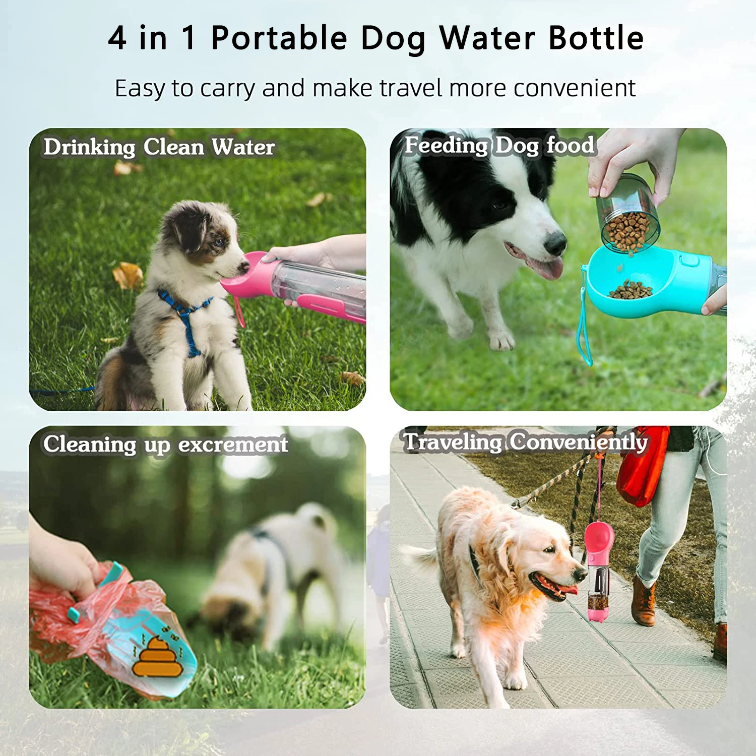 Portable Dog Travel Water Bottle With Food Container 3 Or 4 In 1 Buy
