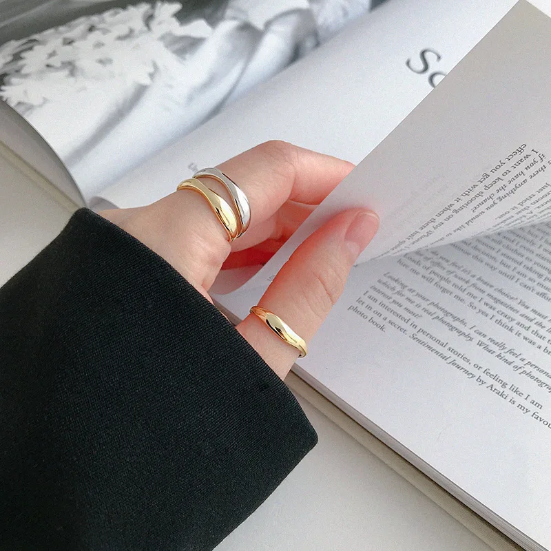 Simple Gold Rings for Men Adjustable 925 Sterling Silver