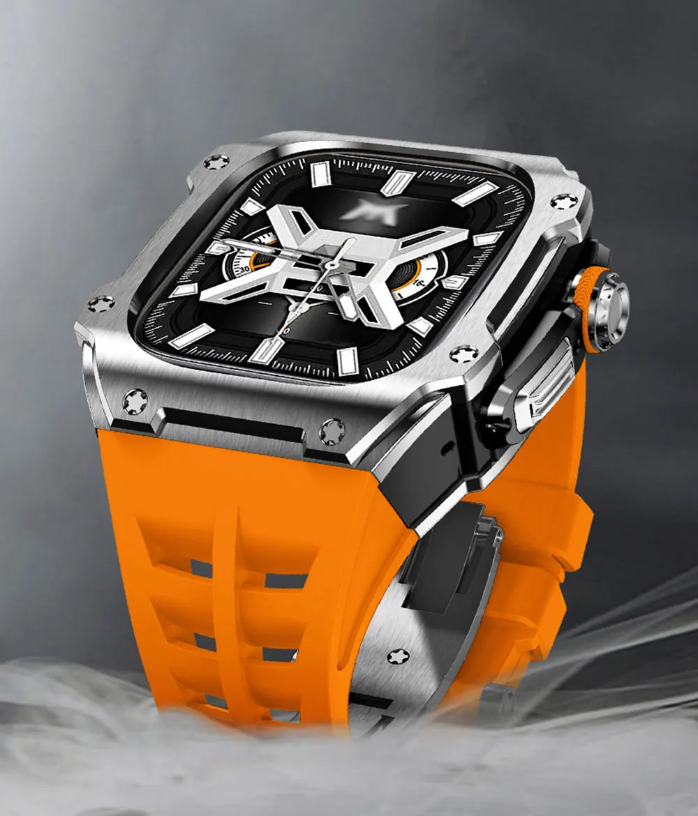 product laudtec luxury carbon fiber titanium smart watch band for watch compatible skeleton bottom cover design highly sensitive watch-2