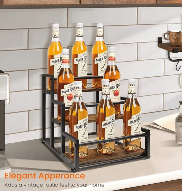 Coffee Syrup Liquor Bottle Holder Stand Display Shelf 3 Tier Coffee