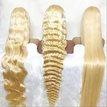 40-Inch 100% Unprocessed Blonde Virgin Hair Wig Raw Peruvian 613 HD Lace Front 13x4 Full Lace Wig Human Hair Lace Frontal Wigs
