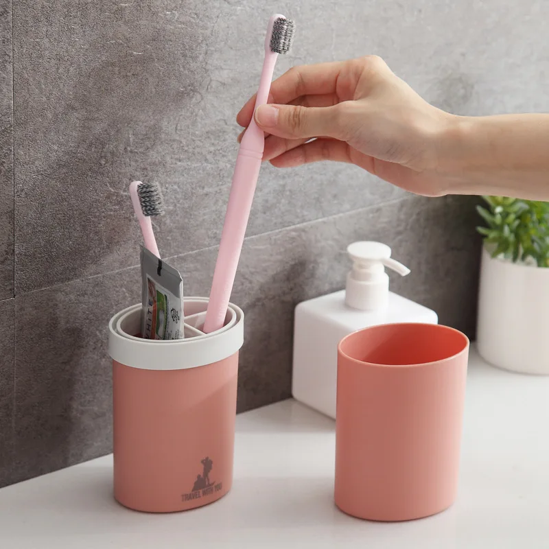 Популярная портативная дорожная чашка для мытья кружки с двойной чашкой комбинированная зубная щетка паста хранения полипропиленовая Коробка Набор