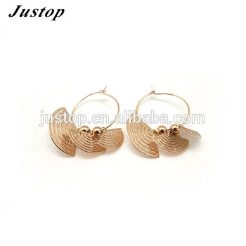 New simple style brass metal flower turquoise earrings