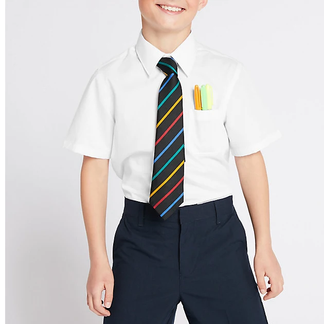 Bienzoe Boy's School Uniform Long Sleeve Button Down Oxford Shirt 