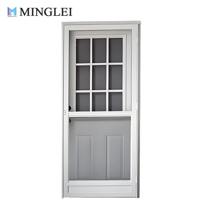 porte tempête blanche en aluminium de 91,4 cm x 203,2 cm pour mobile home, portes pleine vue en verre sécurisé avec moustiquaire