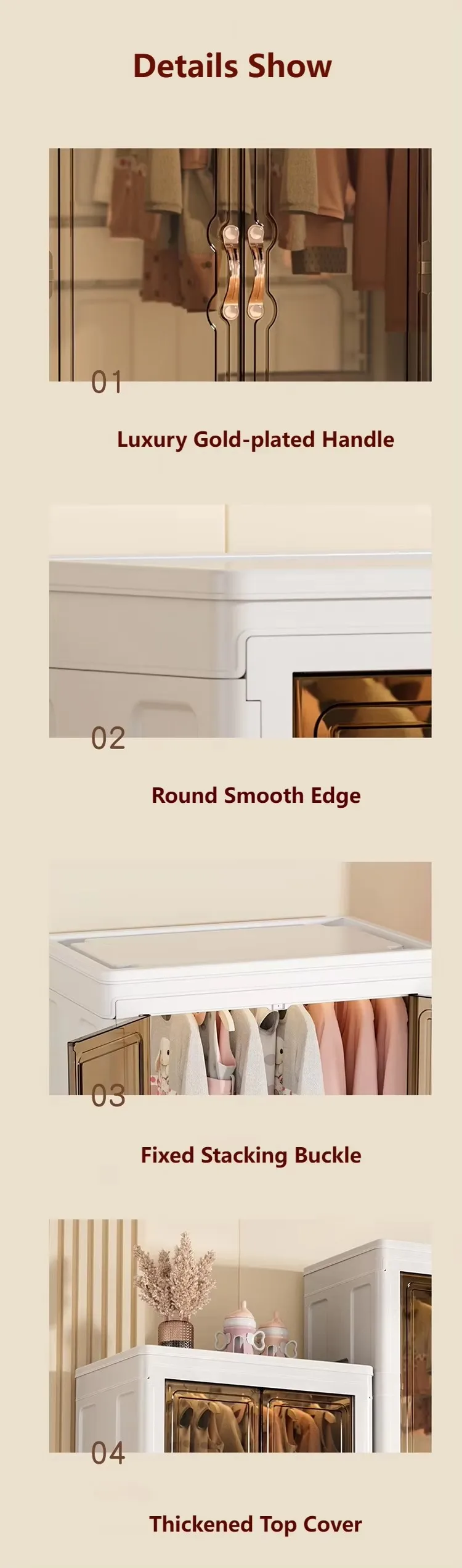 Large Capacity Foldable Plastic Cabinet Rectangle Shape Storage Bin Box for Clothes and Snacks High Capacity Storage Solution supplier