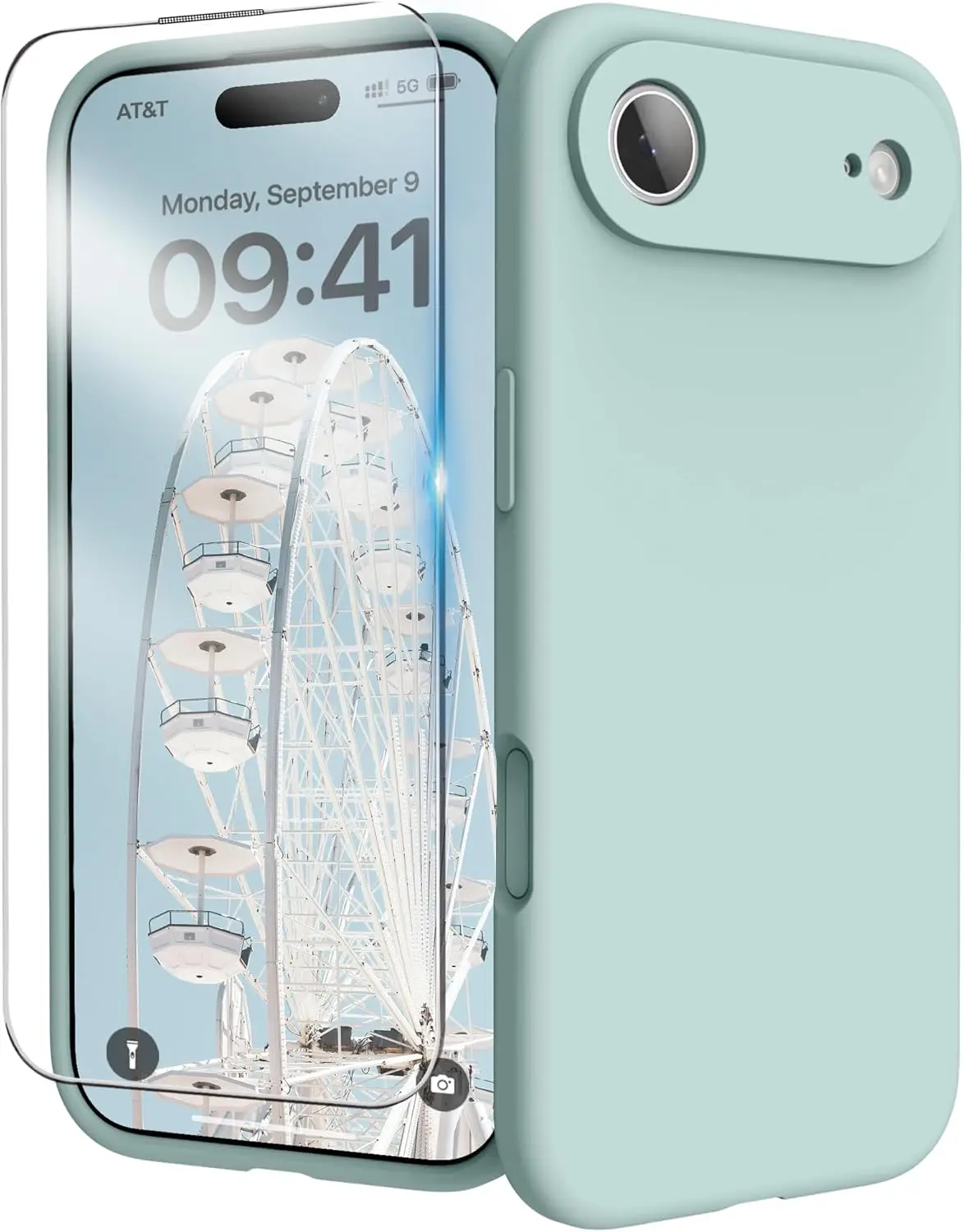 Coque de téléphone Laudtec en silicone véritable avec protection anti-rayures, étanche, résistante aux chocs, poignée souple, design ultra-fin pour iPhone 17 Air, vert