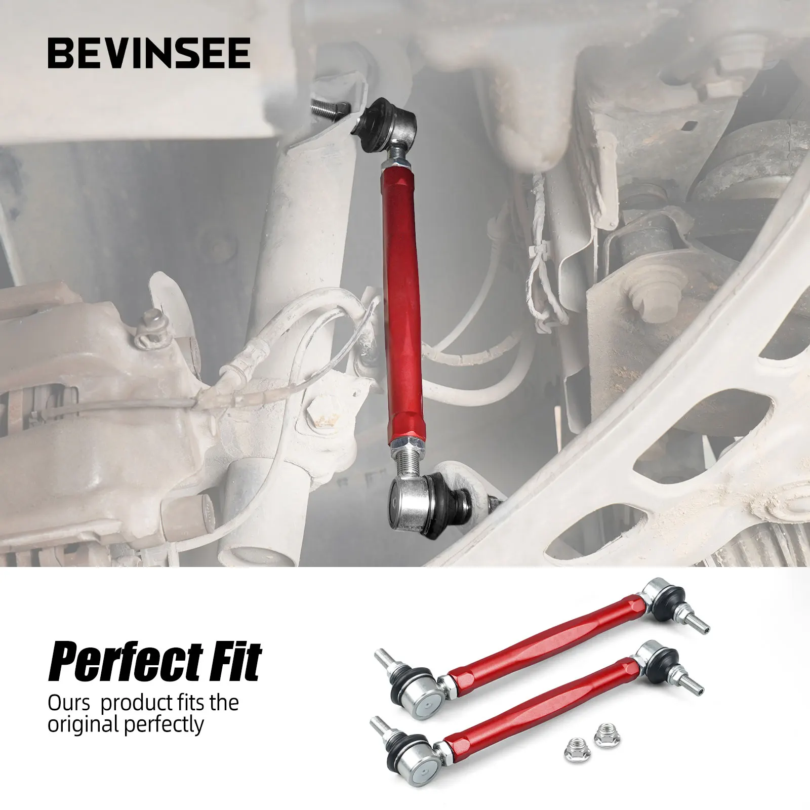 Bevinsee Aluminum Billet Adjustable Front Sway Bar End Link Kit For Bmw