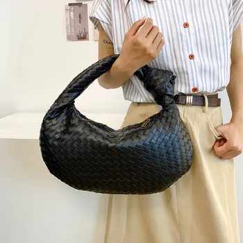 2025 Hottest Women's Casual Woven Bag Large Capacity Single Shoulder Armpit Bag PU Leather Fashion Tote Handbag