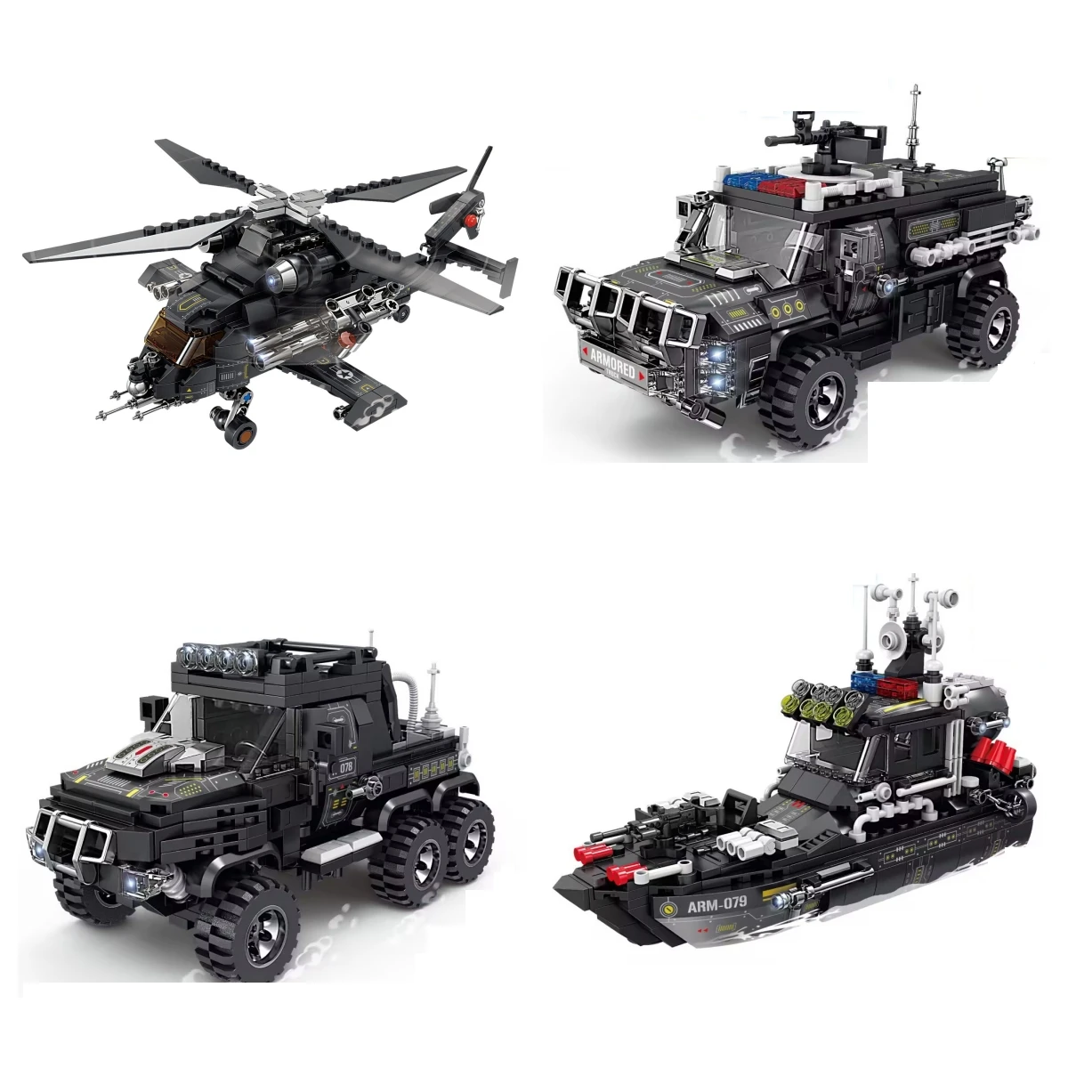 KY67304-KY67307 Military Swat Helicopter Armored Vehicle Model