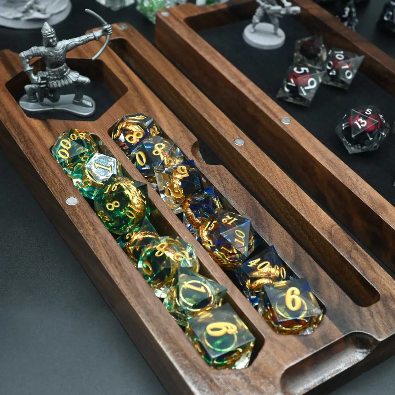3 Available Wood Rectangle Tabletop RPG Miniature Wooden DND Dice Box for Dungeons and Dragons