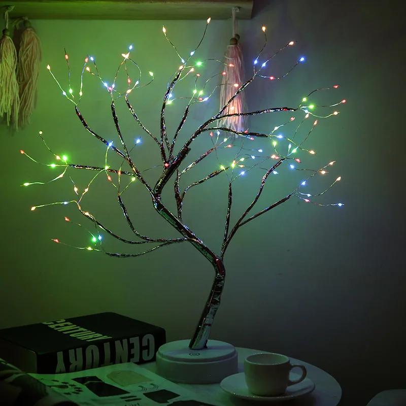 108 LED light string 3AA battery touch twinkle tree light for room Christmas decor USB RGB warm white table lamp night light