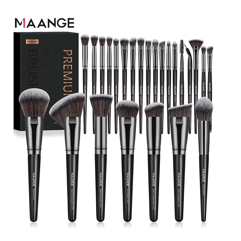 Maange 25pcs Makeup Brush Set Plus Box Beginner Beauty Tools Loose Powder Blush Eyeshadow Brush