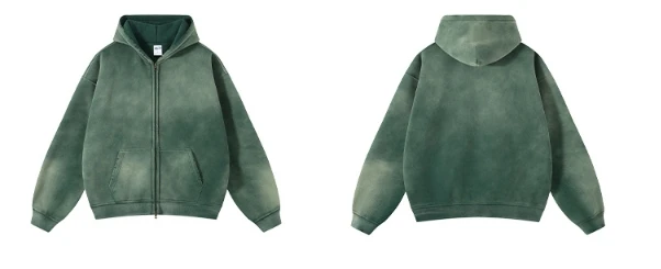 Vintage Cotton Hoodie Men Distressed Washed Oversized Heavyweight Women Plain Color Casual Autumn Fall Winter