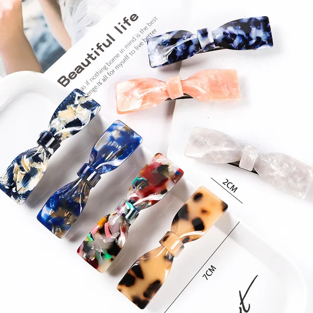 YOMO bow acetic acid hair clip simple temperament fashion side clip high quality delicate sweet side clip hair accessories
