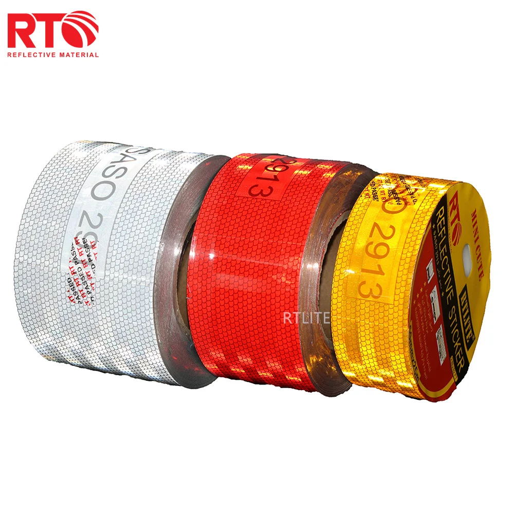 Honeycomb PVC Self Adhesive Red White Yellow Black Arrow/Twill Reflective Tape Sticker for Trucks Safety manufacture