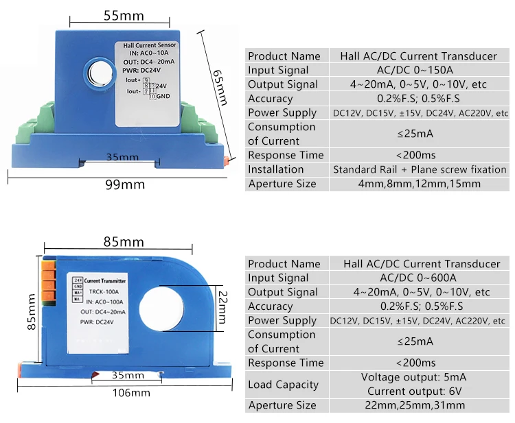 KEHAO KTC8 Hall Effect DC/AC Electrical Voltage Current Transducer 0 ...