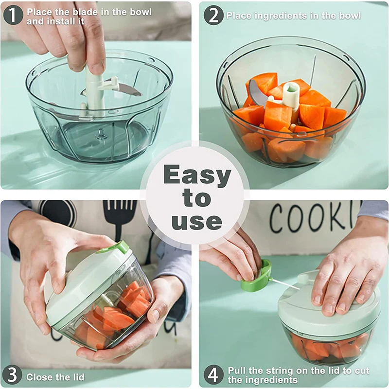 Portable Manual Hand Food Processor Onion Pulling Slicer Salad