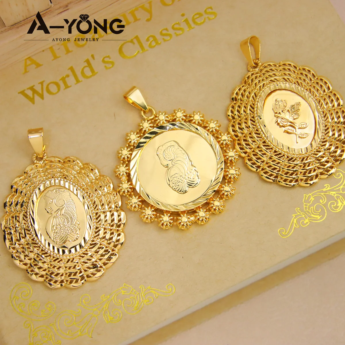 High Quality Brass Gold Plated Necklace Pattern Women's Pendant Necklace  Turkish Coin Pendant