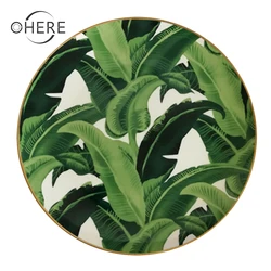 Профессиональные свадебные фарфоровые тарелки Ohere в виде банановых листьев с золотым ободком для ресторана, мероприятия