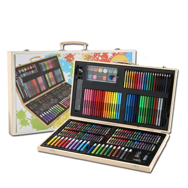 Good Quality 180PCS Professional Drawing Paint Art Set For Kids Children  School Wood Art Set