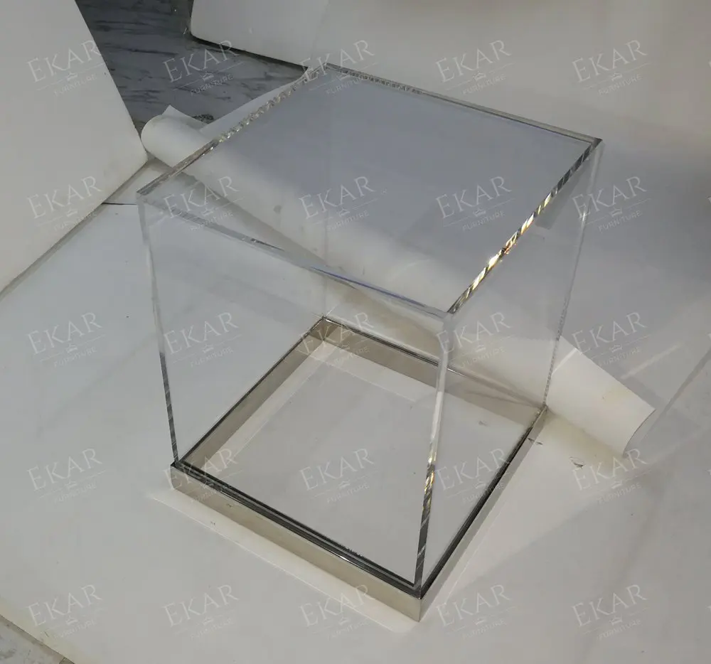 product imported clear acrylic console table metal box frame corner home office dining coffee table apartment hallway villa hospital528-68