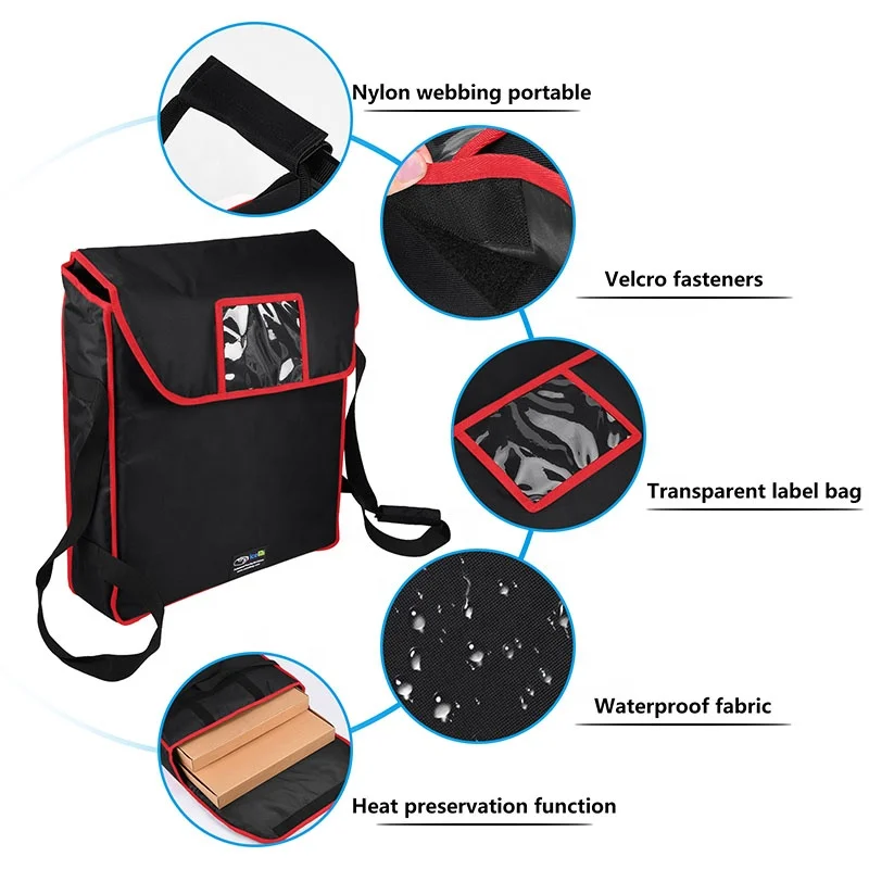 Icemi Large Insulated Food Delivery Backpack Bag 600D Material for Pizza and Parcels for Motorcycle Picknick Delivery
