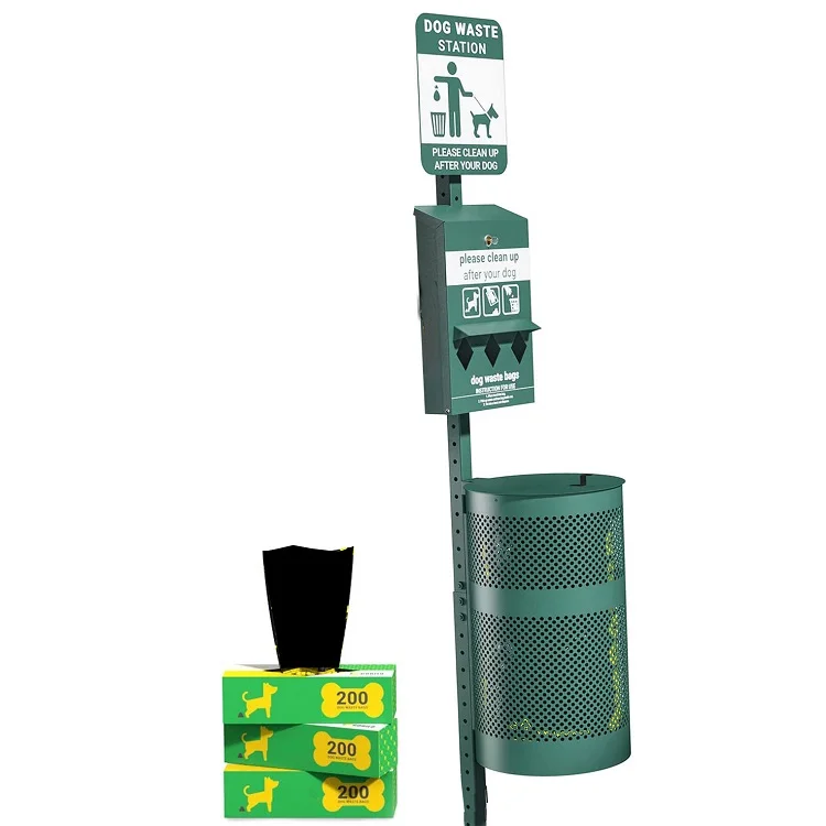 Usa Style Outdoor Pet Waste Station With Pet Waste Bag Dispenser Dog