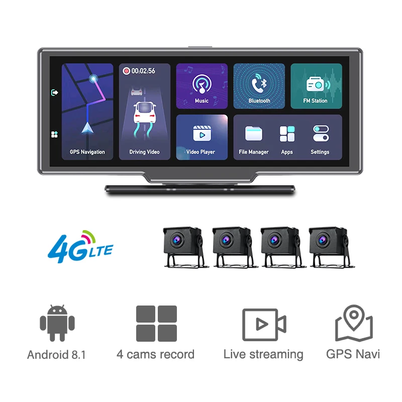 4G Remote Control Dash Cam Fleet Management Car Video Recorder  google Map GPS Navigation Car Cam 360 Degree Truck Cam