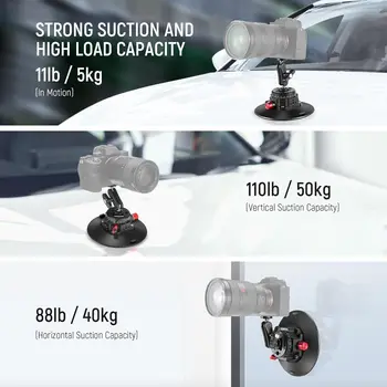 NEEWER 6"/15.2cm Camera Suction Cup Mount With Ball Head Magic Arm, Metal Suction Cup Mount on Car Windshield Dash for Camera detail image