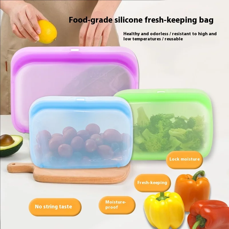 Modern Design Food Grade Silicone Storage Bag Sealed Fresh-keeping for Fruits Vegetables Foods in Kitchen Refrigerator supplier