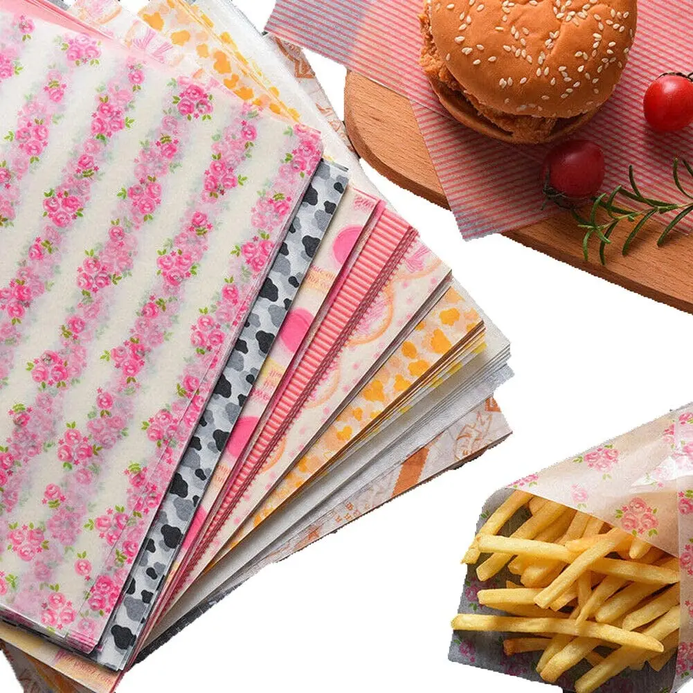 Custom Logo Printed Wax Paper Grease Proof Sandwich Paper – Fastfoodpak