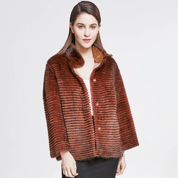Fashion-Conscious Outdoor Loose Casual Noble Spring Woman Real Mink Fur Coats