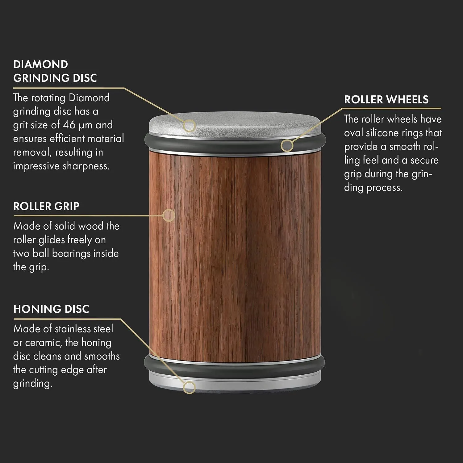 Wooden Oval Portable Manual Knife Sharpening Kit Tumbler Diamond Knives