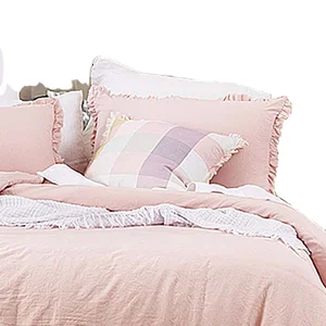 2022 Best Quality of Home Textile Luxury 95gsm Prewashed Microfibre 100% Polyester Ruffle Duvet Cover Sets Bedding