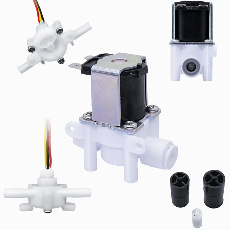 For RO Water System 1/4" 3/8" Quick Connection Plastic Water Valves 12V 24V Water Solenoid Valve Normally Closed Solenoid Valve